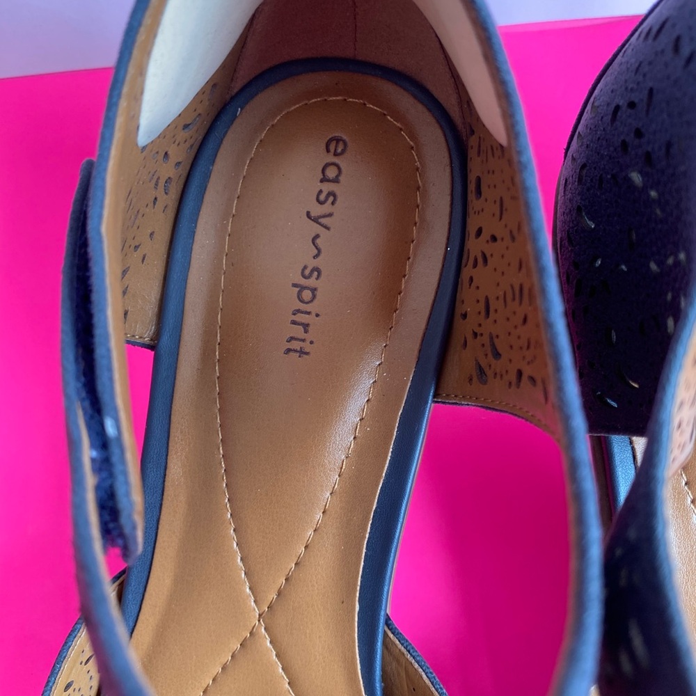 EASY SPIRIT Cindie Mary Jane Round Toe Block Heel Blue Dress Pumps Size 9 - Picture 13 of 14